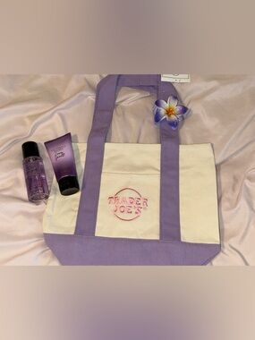Trader Joe's Lavender-Trim Canvas Tote